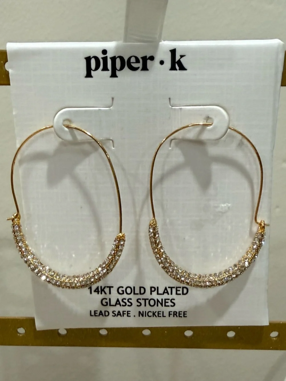 NWOT - Oblong Hoops / Rhinestone Hoop Earrings / Rhinestone Hoop Earrings - Picture 1 of 3